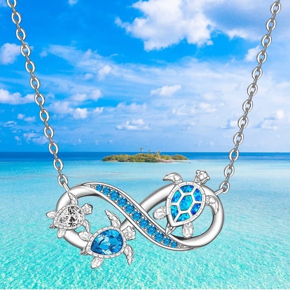 Opal and Topaz Turtles Everlasting Love Necklace